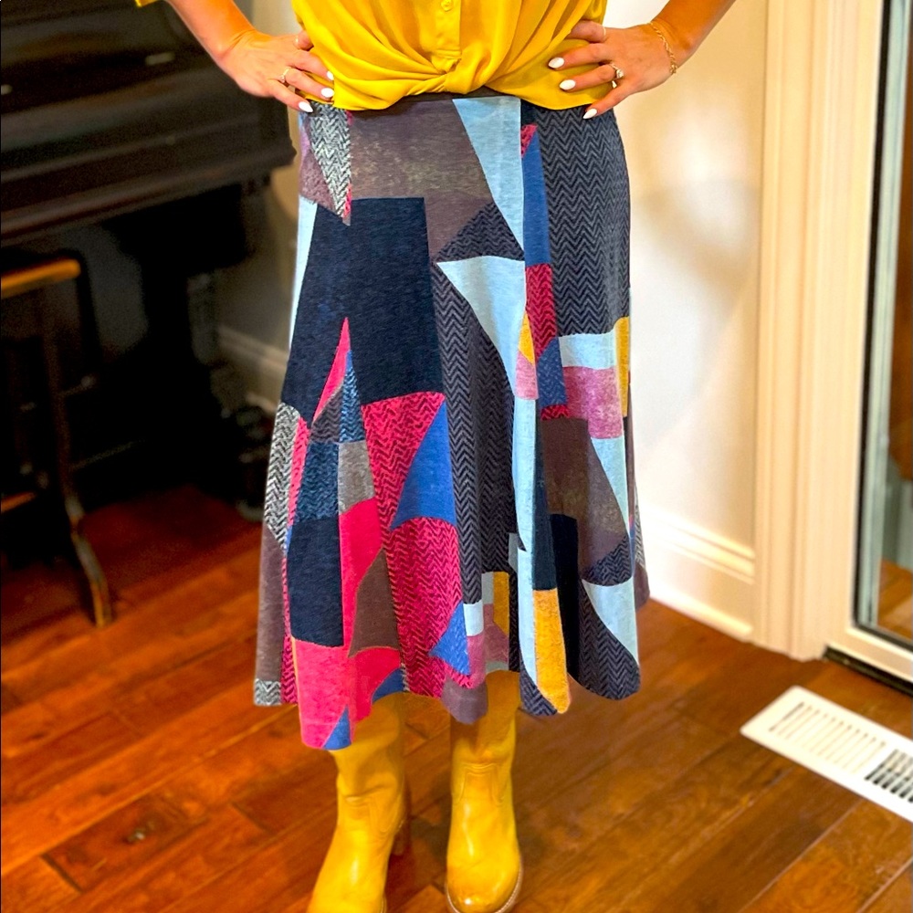 Anthropologie Maeve Knit Geometric Skirt EUC